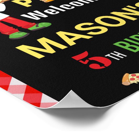 Pizza welkomstfeest Rood en groen pizza feest Poster (Hoek)
