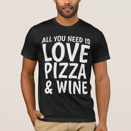 PIZZA WINE LOVE Drôle T-shirts (Devant)
