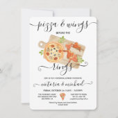 Pizza & Wings voor de ringen Rehearsal Dinner Kaart (Voorkant)