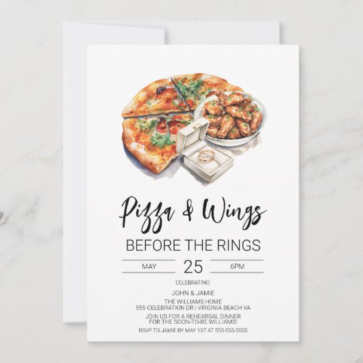 Pizza & Wings voor de Ringen Uitnodiging (Voorkant)