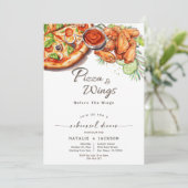 Pizza & Wings voor het diner van de repetitie Kaart (Staand voorkant)