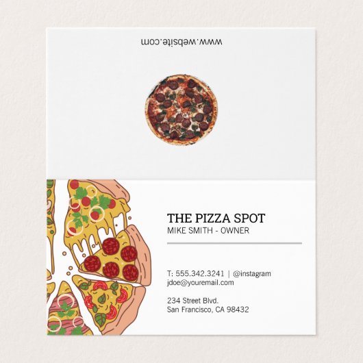 Pizza Winkel Visitekaartjes (Buitenkant ongevouwen)