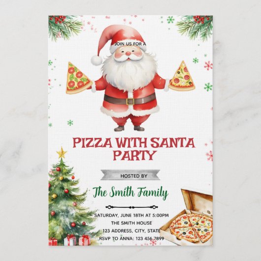 Pizza With Santa party Invitation (Devant)