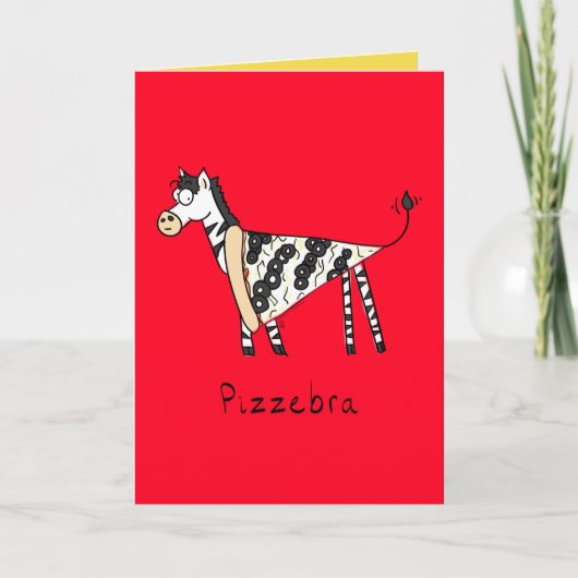 Pizza Zebra Cute Kinder Animal Kaart (Voorkant)