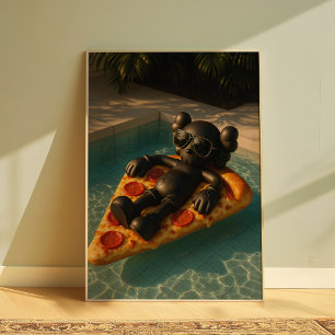 Pizza Zwembad Drijver Grappige Zomer Zwembad Muur  Poster