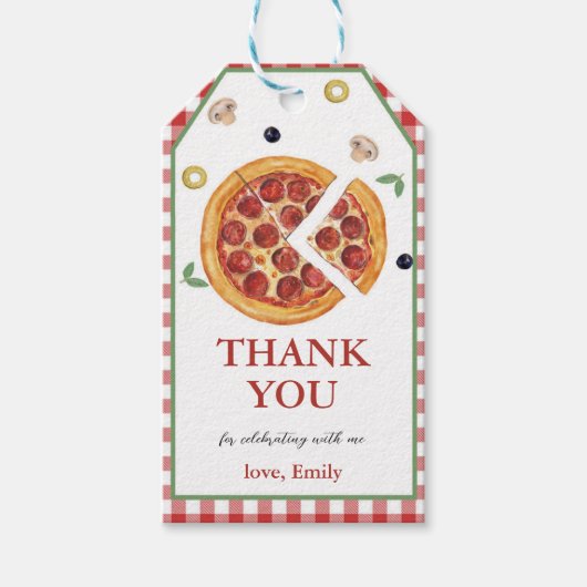 Pizzafeest, plakje leuke cadeau-Labels Cadeaulabel (Voorkant)