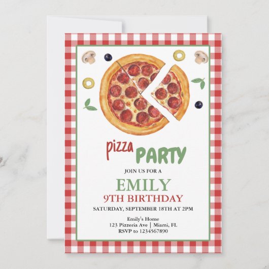 Pizzafeest, stukje leuke verjaardag kaart (Voorkant)