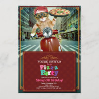 Pizzafeest! Uitnodiging voor levering van kat
