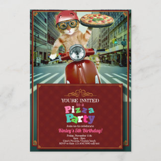 Pizzafeest! Uitnodiging voor levering van kat