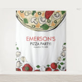 Pizzafeest Verjaardagsfotobehang Wandkleed (Voorkant)