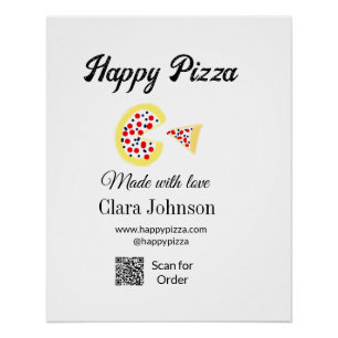 Pizzarestaurant cafe pizzeria scan QR-code bestell Perfect Poster