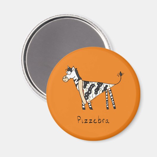 Pizzebra Pizza Zebra Magnet Magneet (Voorkant / Achterkant)