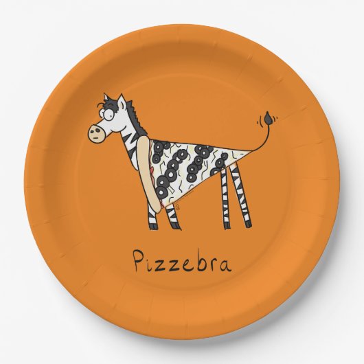 Pizzebra Pizza Zebra papier Borden Papieren Bordje (Voorkant)