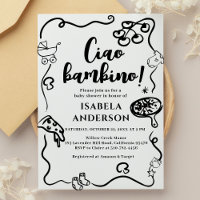 Pizzeria, Ciao Bambino Baby shower Uitnodiging