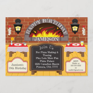Pizzeria Fire Roasted Pizza Party Allergies Invite Kaart