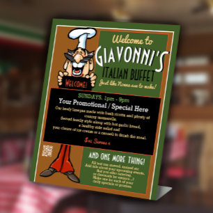 Pizzeria Italiaans Restaurant Specials Menu Promo Reclamebord Met Voetstuk