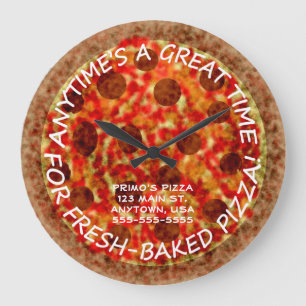 Pizzeria Pepperoni Pizza Custom Wall Clock w Name Grote Klok