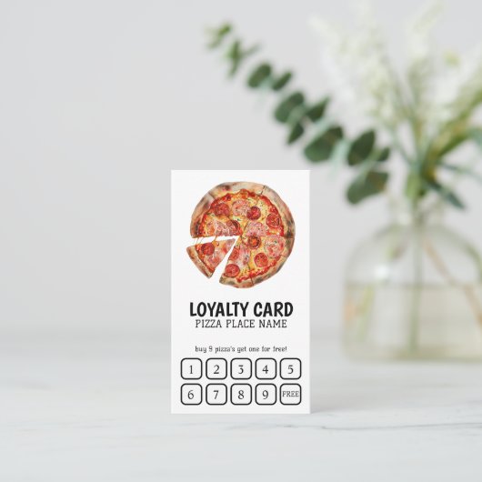 Pizzeria QR Code Carte de fidélité simple (Debout devant)