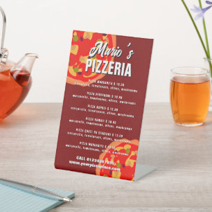 Pizzeria Restaurant Pizzamenukaart Sjabloon Reclamebord Met Voetstuk