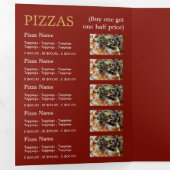 Pizzeria Restaurant, Pizzeria Menu Flyer Tri-Fold (Intérieur en premier)