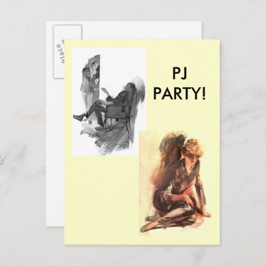 PJ-PARTIJ! UITNODIGING BRIEFKAART (Voorkant / Achterkant)