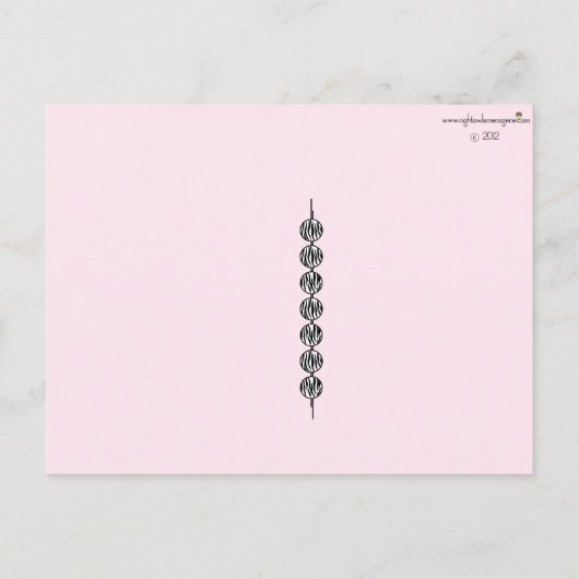 PJ Party Bedankt in Pinks Briefkaart (Achterkant)