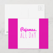 Pjamas de hele dag wordt 'n klein citaat uit het m briefkaart (Voorkant / Achterkant)