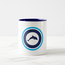 PJK 11oz Mug / dolphin logo / blue inside Tweekleurige Koffiemok