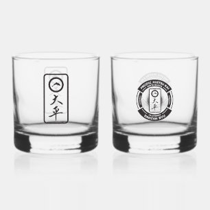 PJK 12oz Rocks Glas Set van 2 / zwart logo & kanji