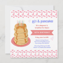 PJ's en pannenkoeken Slapepover Birthday Invitatio