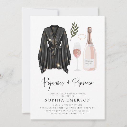 PJ's en Prosecco Pajama Party Vrijgezellenfeest Kaart (Voorkant)