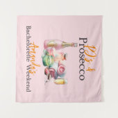 Pjs en Prosecco Pink Spa vrijgezellenfeest Wandkleed (Voorkant (horizontaal))