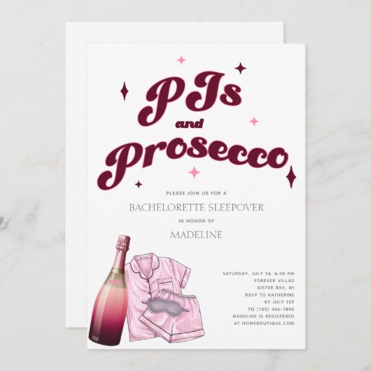 PJ's en Prosecco pyjama's vrijgezellenfeest Kaart (Voorkant / Achterkant)