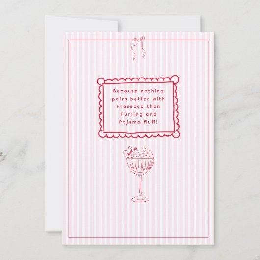 PJ's, Spint & Prosecco Cat Pajama Party Invitation Kaart (Achterkant)
