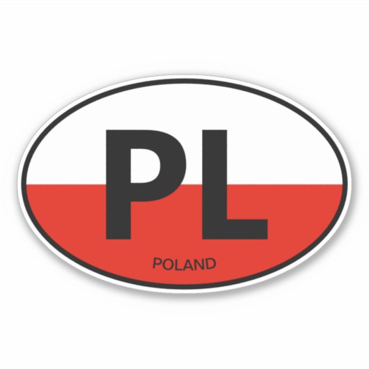 PL landcode Poolse vlag ovale vinyl auto Sticker (Voorkant)