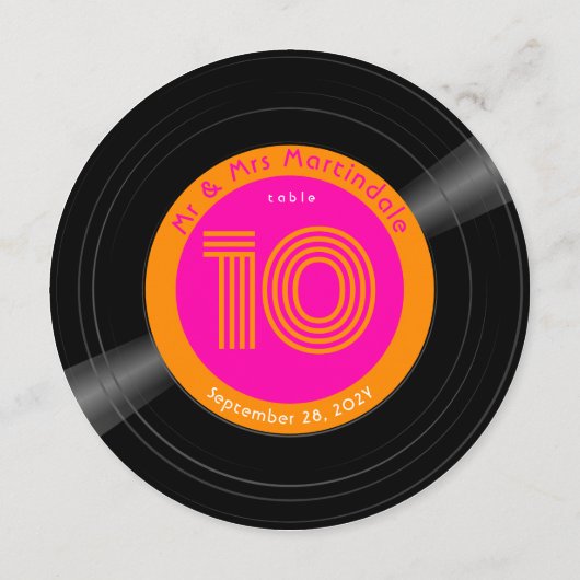 Plaat Disco Hot Roze Oranje Tafelnummer (Achterkant)