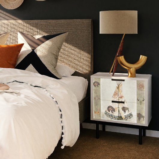 Plaat indiaanse inheemse teepee Buffalo deer ontko Tissuepapier