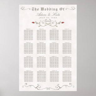 PLAATS 121-160 Elegant Red Rose Wedding Poster
