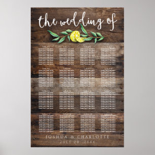 PLAATS 121-160 Rustic Wood Lemon Wedding Poster