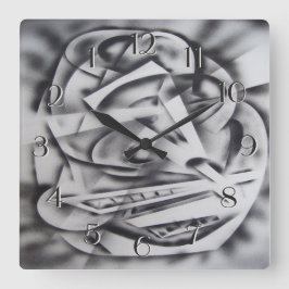 Plaats bij Rest Backward Clock Black en White Vierkante Klok