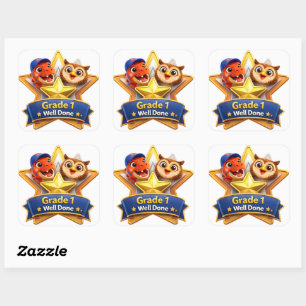 Plaats cijfer één goed gedaan prestatie zes grote  vierkante sticker
