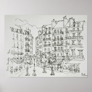 Plaats Dauphine, Ile de la Cite   Parijs, Frankrij Poster