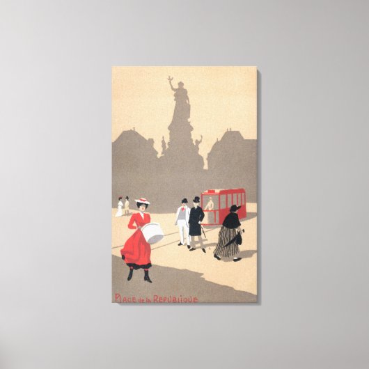 Plaats de la Republique Art Deco Scene Canvas Afdruk (Voorkant)
