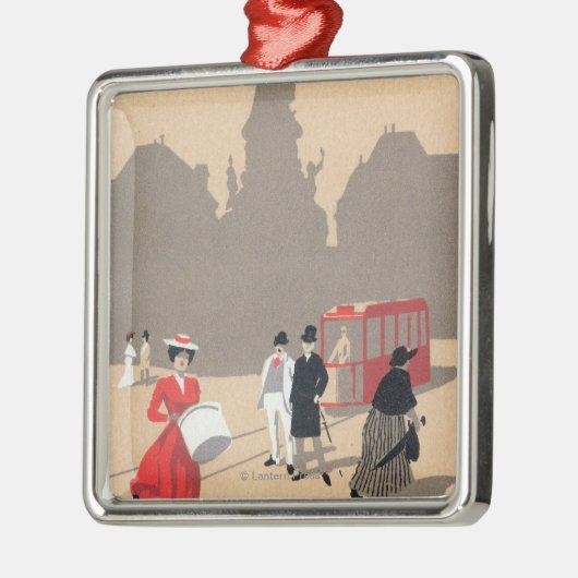 Plaats de la Republique Art Deco Scene Metalen Ornament (Links)