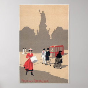 Plaats de la Republique Art Deco Scene Poster