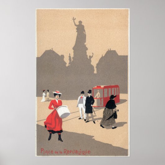 Plaats de la Republique Art Deco Scene Poster (Voorkant)