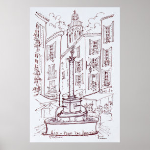 Plaats Des Augustine   Aix en Provence, Frankrijk Poster