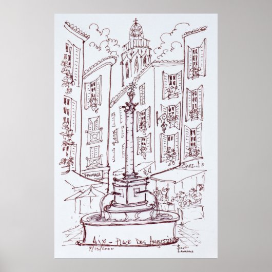 Plaats Des Augustine | Aix en Provence, Frankrijk Poster (Voorkant)