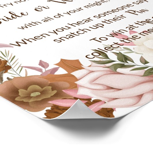 Plaats een Clothes Pin Boho Autumn Shower Game Sig Poster (Hoek)