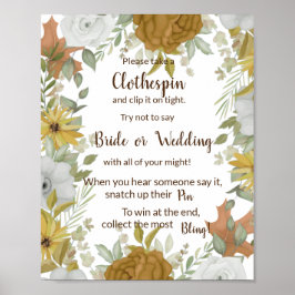 Plaats een Clothes Pin Boho Autumn Shower Game Sig Poster